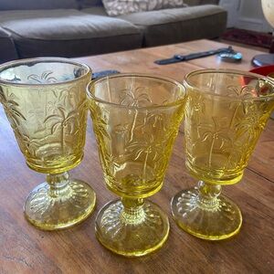 3 Annabel Trends Palm Tree Glass Goblets